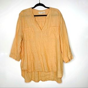 Chico's LINEN orange tunic SZ 3